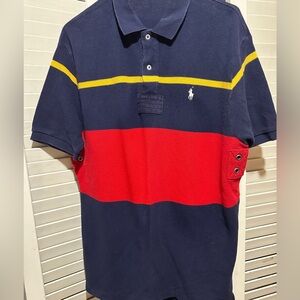 Polo by Ralph Lauren vintage knit Men's Blue, Red, and Yellow Polo Shirt